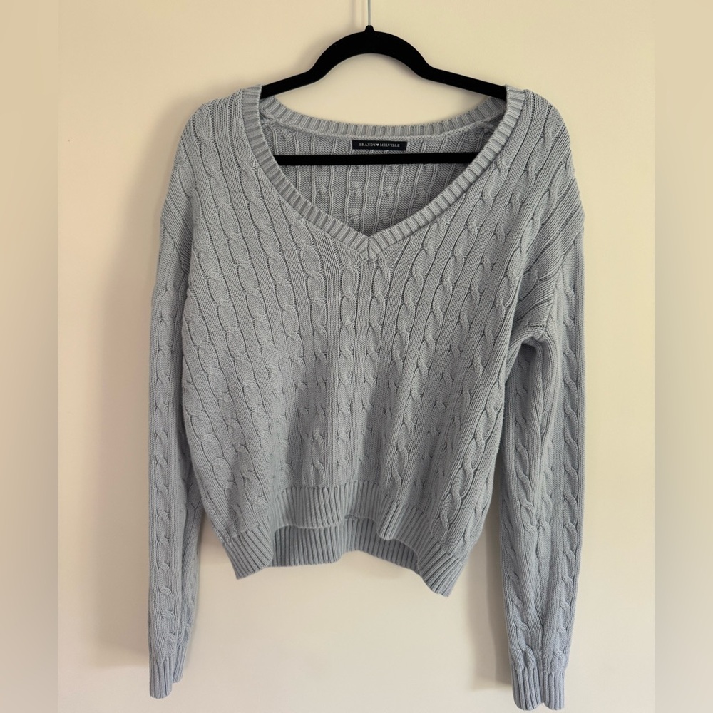 Brandy Melville Light Blue Cable Knit Sweater